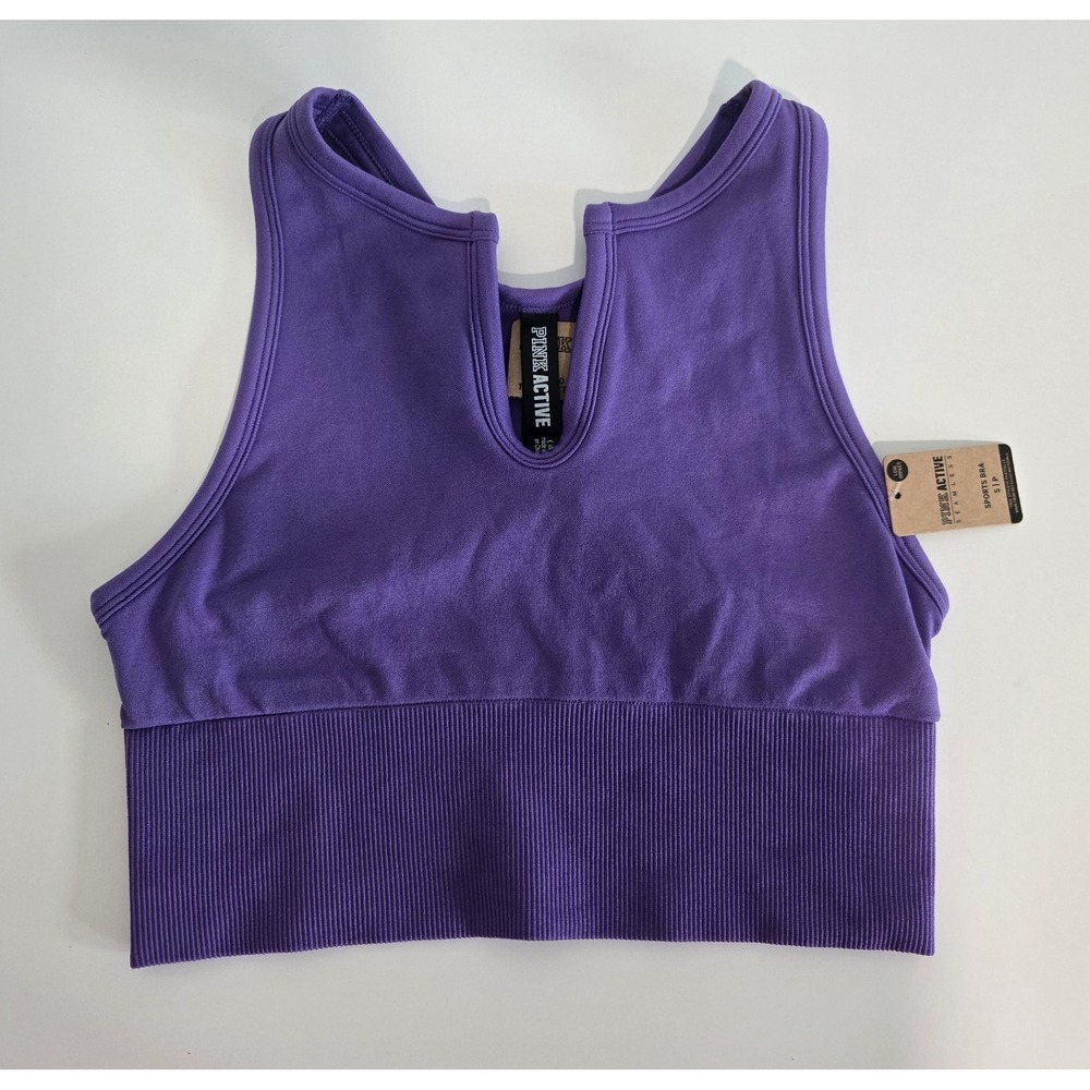 Victorias Secret Pink Active Purple Keyhole Seamless Sports Bra Crop Tank S
